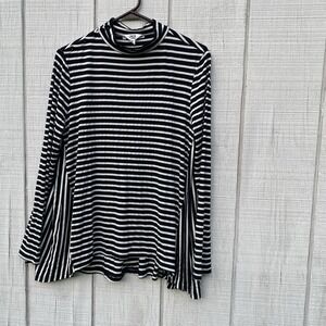 Jack By Bb Dakota Black White Striped Blouse‎ Shirt Longsleeved Medium M